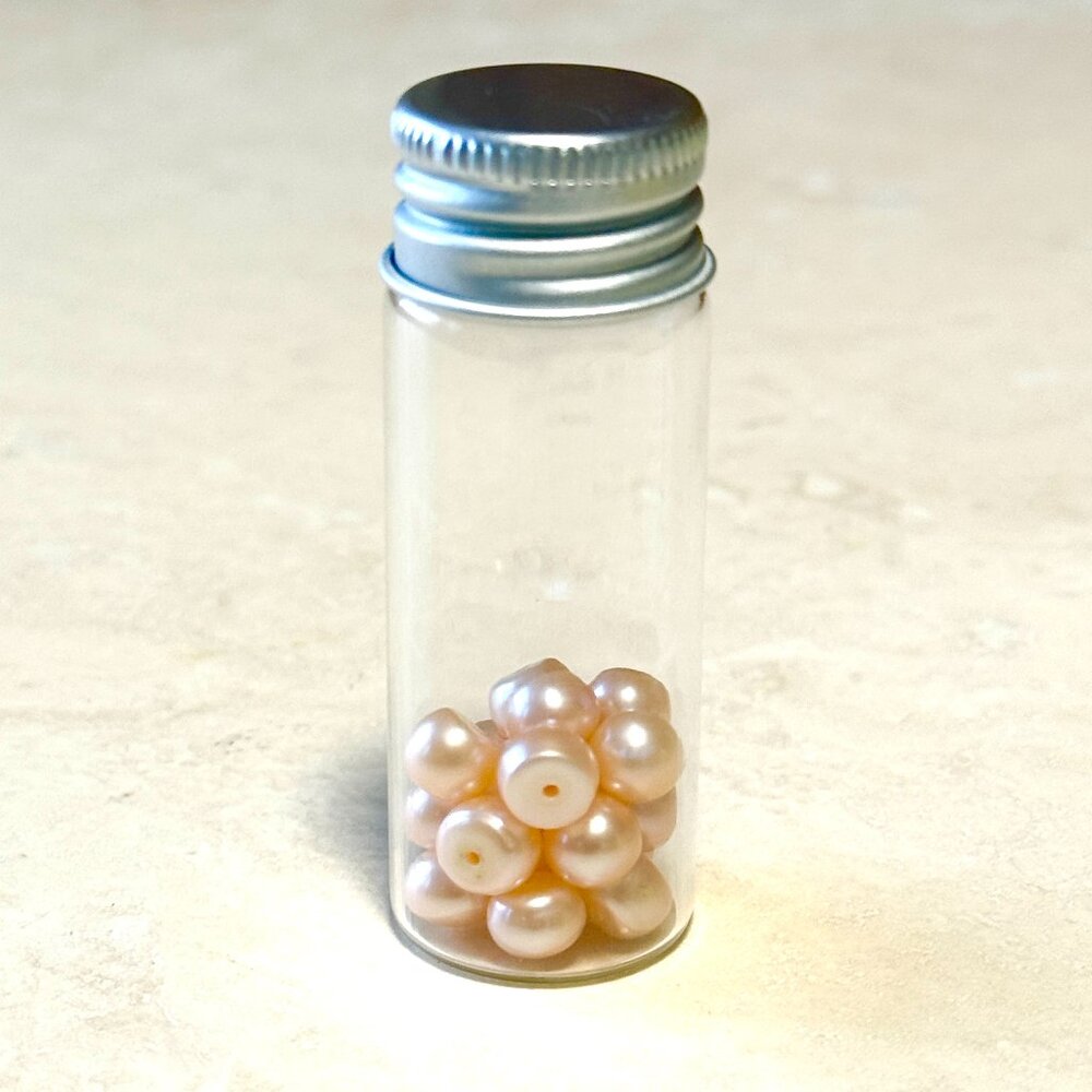 2/$20, Small Glass Bottle w/ Genuine Champagne Blush Freshwater Pearls